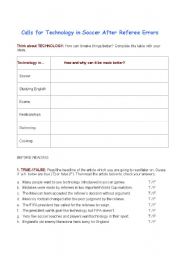 English Worksheet: Football / soccer reading comprehension