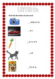 English worksheet: Alphabet letter c