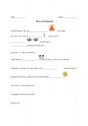 English worksheet: Mondial Song - Give me freedom
