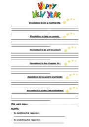 English Worksheet: New Year Resolutions