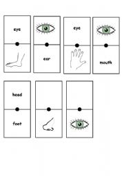 English Worksheet: Domino Cards: Body Parts