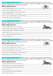 English Worksheet: What would you do if