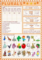 English Worksheet: PLURALS