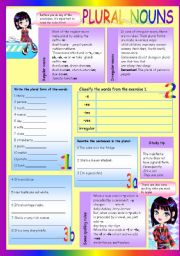 English Worksheet: plural nouns (editable)