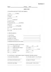 English Worksheet: Verb to be