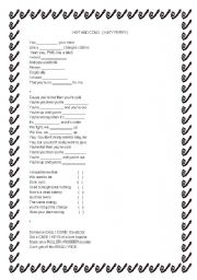 English Worksheet: Kate perry Hot and Cold