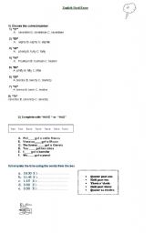 English worksheet: written test