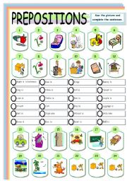 English Worksheet: PREPOSITIONS