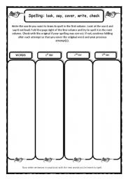 English Worksheet: Spelling practice: look, say, cover, check  