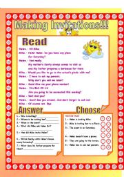 English Worksheet: Making Invitations!