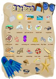 English Worksheet: At the Beach