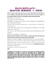 English Worksheet: Role play - Present perfect continuous