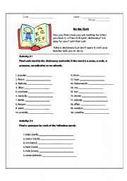 English Worksheet: Dictionary Activity