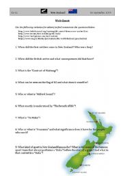 English Worksheet: New Zealand Webquest