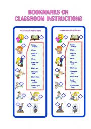 English Worksheet: Bookmarks on Classroom Instructions I ** fully editable