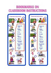 English Worksheet: Bookmarks on Classroom Instructions II ** fully editable