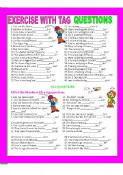 English Worksheet: TAG QUESTIONS