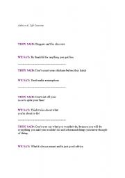 English Worksheet: Advice and life lessons