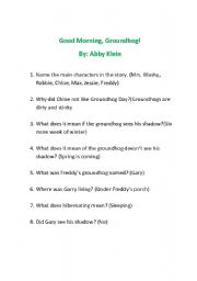 English Worksheet: Good Morning Groundhog