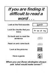English Worksheet: If You Are Finding It Difficult to Read a Word