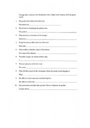 English Worksheet: Passive Voice Exercise sheet