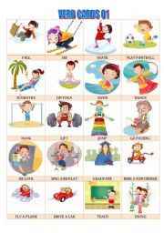 English Worksheet: VERB cards 01