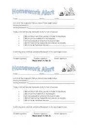 English Worksheet: Homework Alert