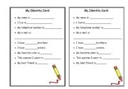 English Worksheet: my id card