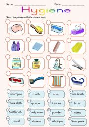 English Worksheet: Hygiene - Matching ws