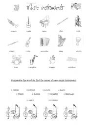 English Worksheet: Music instruments