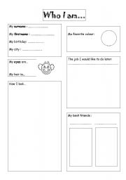 English Worksheet: Who I am