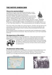 English Worksheet: The Native Americans