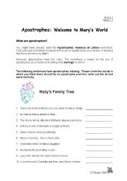 English worksheet: Apostrophes