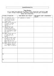 English worksheet: questionnaire (grammar topic: if clauses)