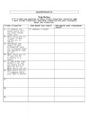 English Worksheet: questionnaire (grammar topic: if clauses)