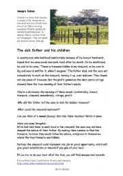 English Worksheet: Aesop, The sick father and his children