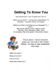 English worksheet: Getting to know you