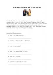 English Worksheet: Written Comprehension : the Black Eyed Peas