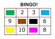 English Worksheet: colours and numbers bingo