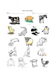 English Worksheet: Animal Colouring, Cut, AND Paste Exercise!