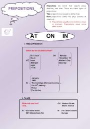 English Worksheet: prepositions time/place