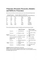 English Worksheet: subject pronouns