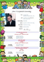 Listening comprehension and grammar exercises on John Fitzgerald Kennedy