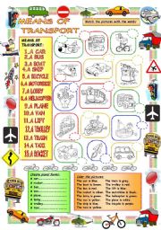 English Worksheet: Elementary Vocabulary Series1 - Means of Transport