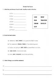 English worksheet: Simple past tense (elementary exercises)