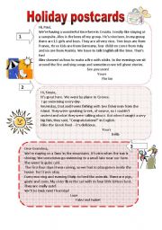 English Worksheet: Holiday Postcards - Talking about holidays