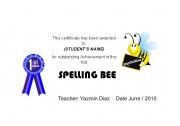 English Worksheet: Spelling Bee certificate