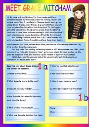 English Worksheet: meet grace mitcham (editable)