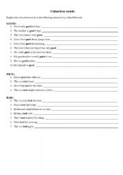 English Worksheet: Colourless words