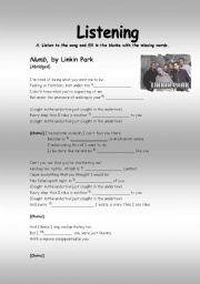 English Worksheet: Listening activity: Numb, by linkin park